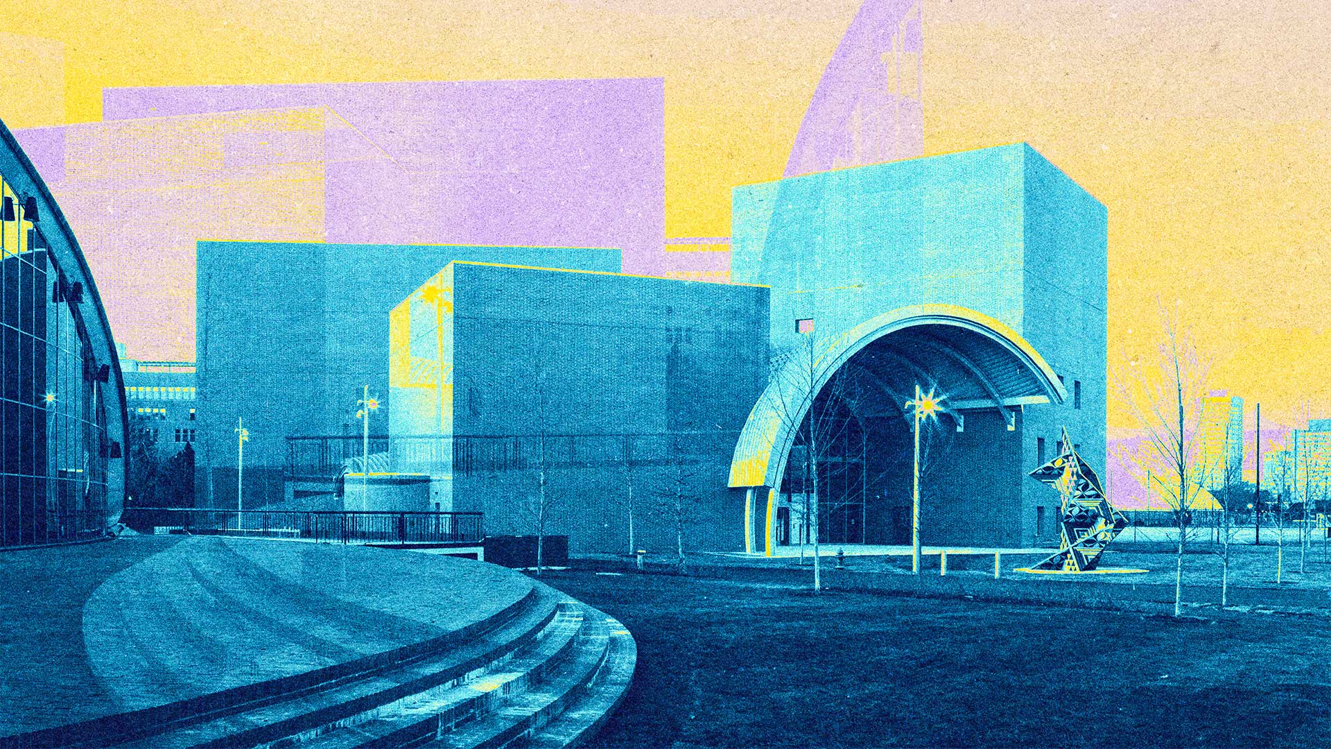 Exterior photo of the Edward and Joyce Linde Music Building at MIT.